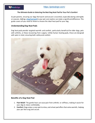 The Ultimate Guide to Selecting the Best Dog Heat Pad for Your Pet