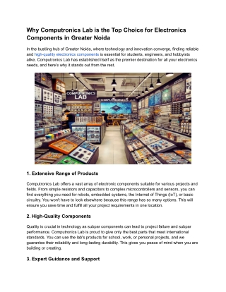 Why Computronics Lab is the Top Choice for Electronics Components in Greater Noida