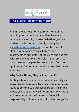 BEST House For Rent In Jaipur