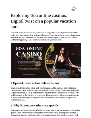 Exploring Goa online casinos. Digital twist on a popular vacation spot