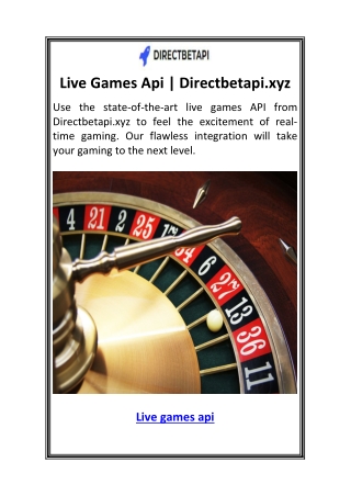 Live Games Api  Directbetapi.xyz