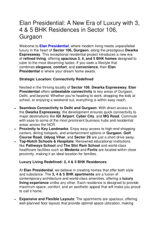 Elan Presidential Sector 106