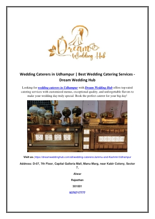 Wedding Caterers in Udhampur | Best Wedding Catering Services - Dream Wedding Hu