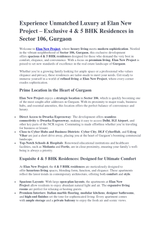 Experience Unmatched Luxury at Elan New Project