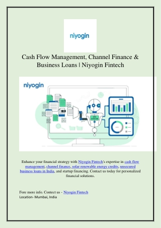 Cash Flow Management, Channel Finance & Business Loans | Niyogin Fintech