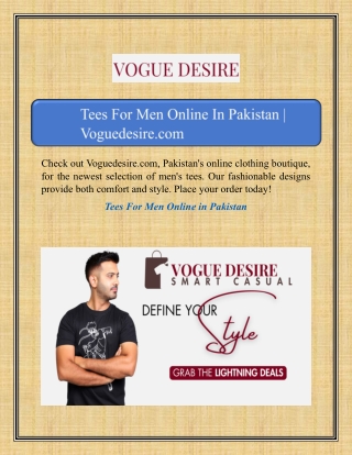 Tees For Men Online In Pakistan | Voguedesire.com
