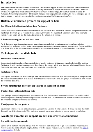 Histoire et Évolution du Support en Bois dans l'Artisanat