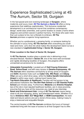 Experience Sophisticated Living at 4S The Aurrum