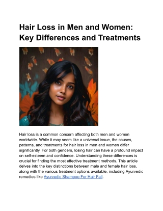 Hair Loss in Men and Women: Key Differences and Treatments