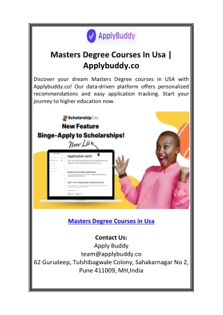Masters Degree Courses In Usa  Applybuddy.co