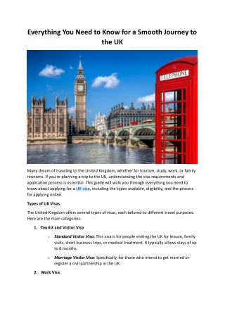 Everything You Need to Know for a Smooth Journey to the UK