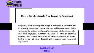 Rent a Car for Hassle-free Travel in Langkawi