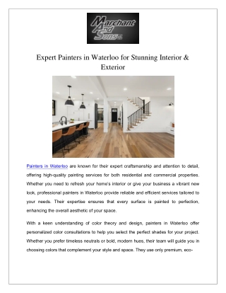 Expert Painters in Waterloo for Stunning Interior & Exterior