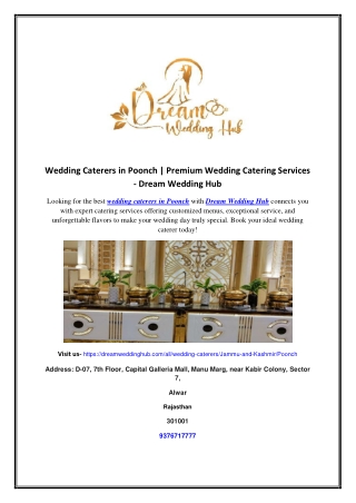 Wedding Caterers in Poonch | Premium Wedding Catering Services - Dream Wedding H