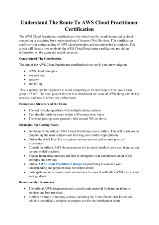 Understand The Route To AWS Cloud Practitioner Certification