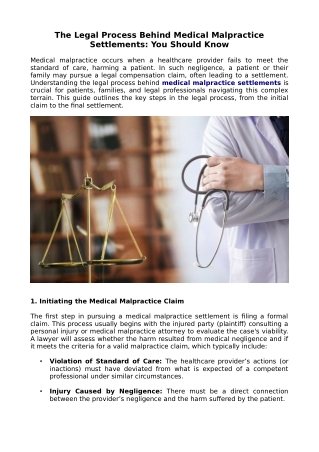 The Legal Process Behind Medical Malpractice Settlements: You Should Know
