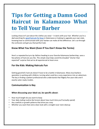 Tips for Getting a Damn Good Haircut in Kalamazoo What to Tell Your Barber