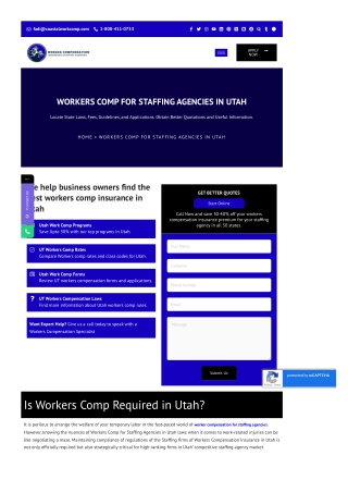 Workers Comp For Staffing Agencies in Utah