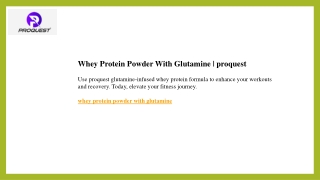 Whey Protein Powder With Glutamine  proquest