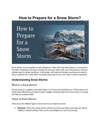 How to Prepare for a Snow Storm