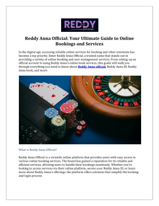 Reddy Anna Official Your Ultimate Guide to Online Bookings and Services