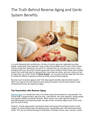 The Truth Behind Reverse Aging and Genki System Benefits