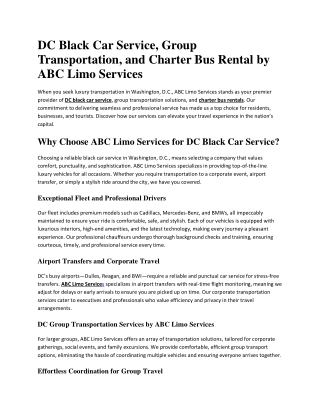 DC Black car service