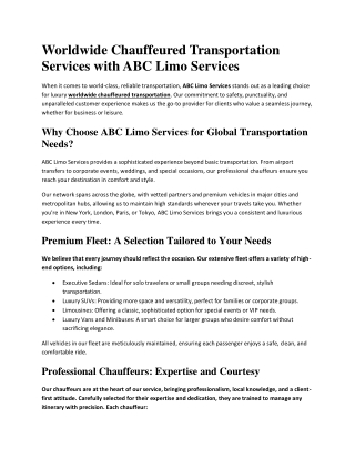 worldwide chauffeured transportation