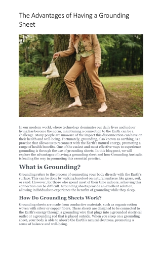 The Advantages of Having a Grounding Sheet