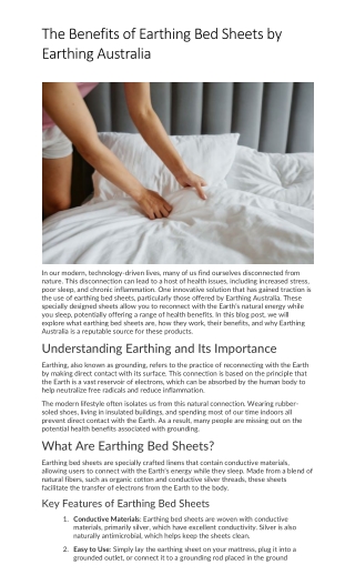 The Benefits of Earthing Bed Sheets by Earthing Australia