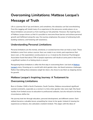 Overcoming Limitations_ Mattese Lecque’s Message of Truth