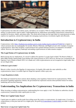 Understanding Tax Implications for Cryptocurrency Transactions in India