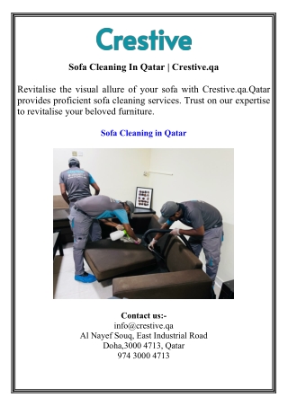 Sofa Cleaning In Qatar  Crestive.qa
