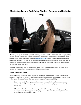 MasterKey Luxury: Redefining Modern Elegance and Exclusive Living