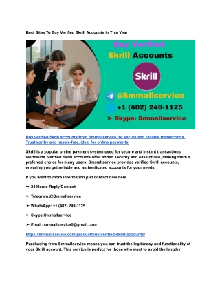 Best Sites To Buy Verified Skrill Accounts in This Year