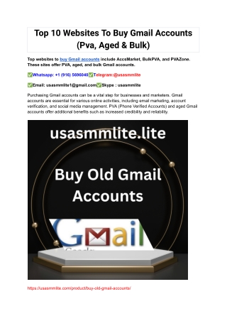 Top 10 Websites To Buy Gmail Accounts (Pva, Aged & Bulk)