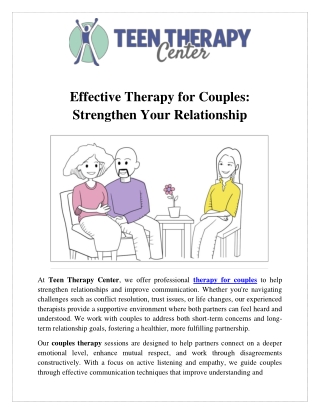 Effective Therapy for Couples Strengthen Your Relationship