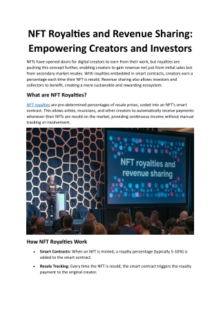 NFT Royalties and Revenue Sharing