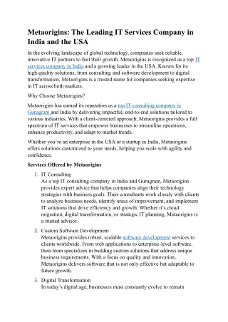 The Leading IT Services Company in India and the USA