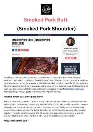 Smoked Pork Butt (Smoked Pork Shoulder)