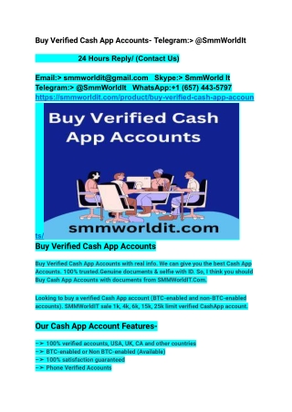 Buy Verified Cash App Accounts- Telegram__ @SmmWorldIt