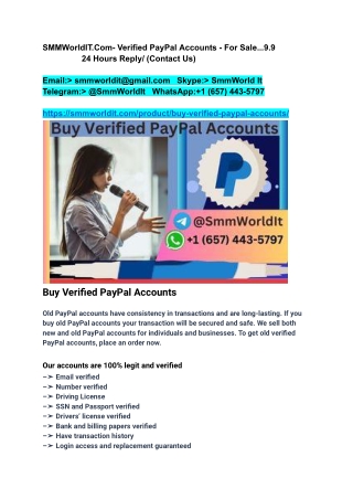 SMMWorldIT.Com- Verified PayPal Accounts - For Sale...9.9
