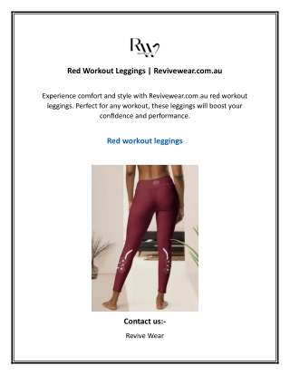 Red Workout Leggings  Revivewear.com