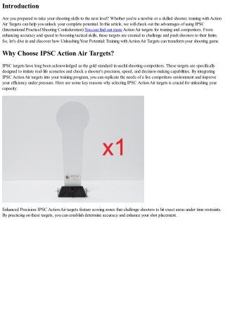 Releasing Your Potential: Training with Action Air Targets