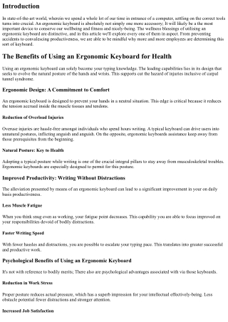 The Benefits of Using an Ergonomic Keyboard for Health
