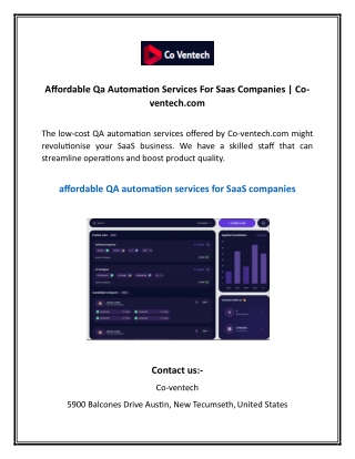 Affordable Qa Automation Services For Saas Companies  Co-ventech