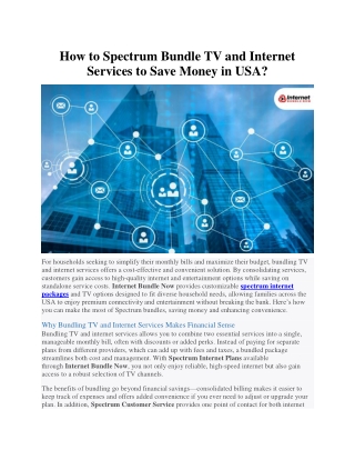 How to Spectrum Bundle TV and Internet Services to Save Money in USA