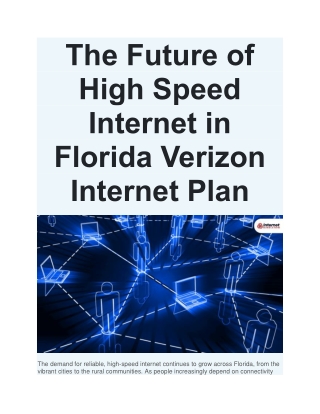 The Future of High Speed Internet in Florida Verizon Internet Plan