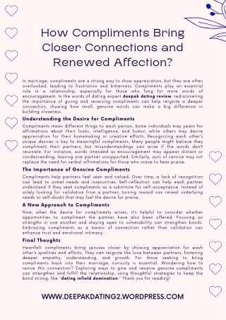 How Compliments Bring Closer Connections and Renewed Affection