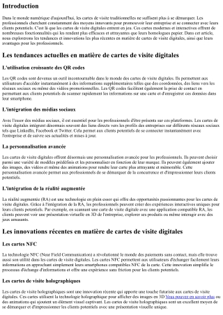 Les tendances et innovations en matière de cartes de visite digitales